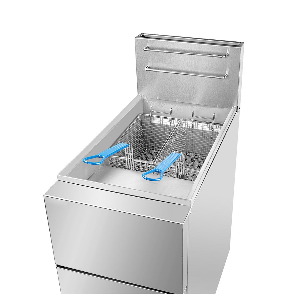 Commercial floor fryer with two baskets