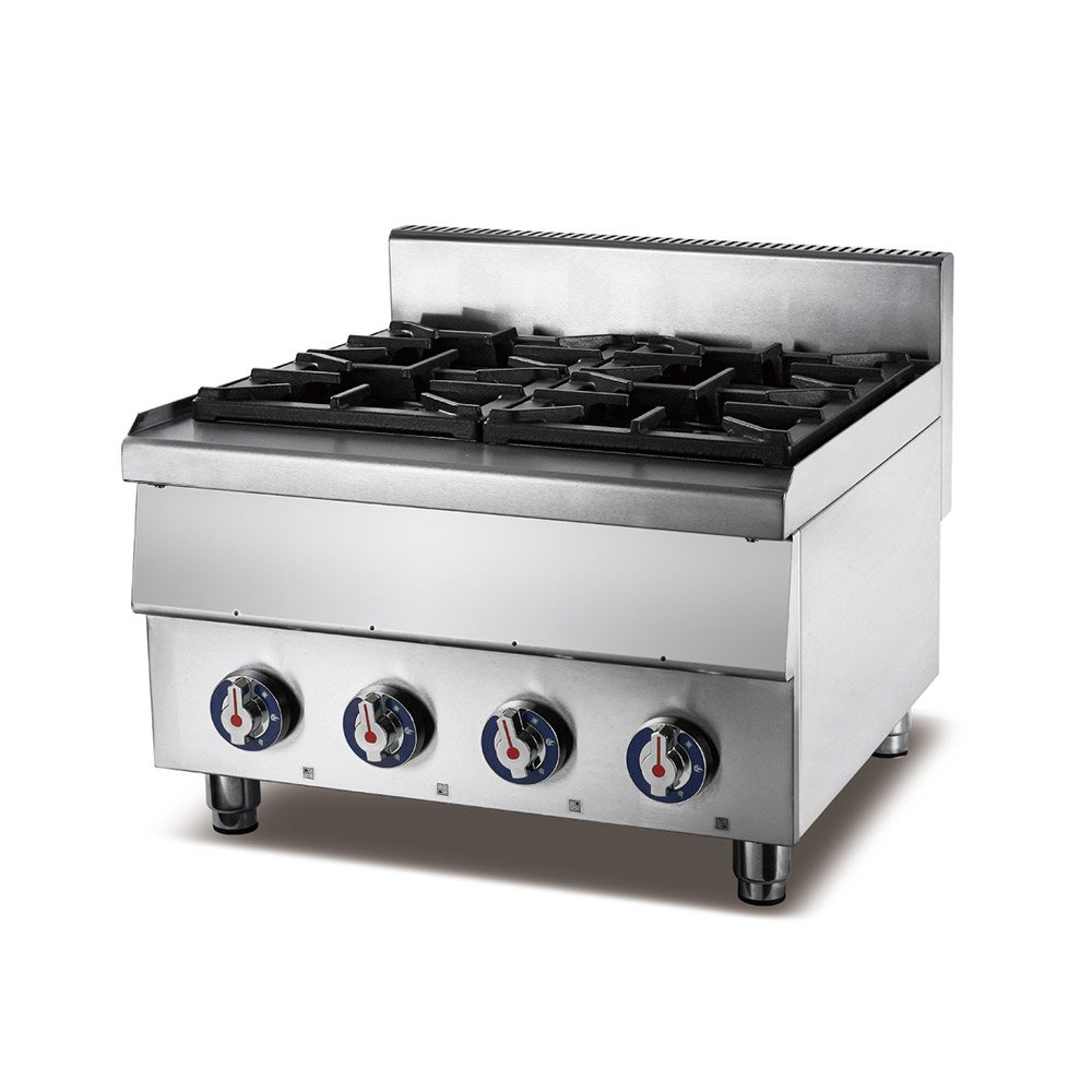 Four-burner countertop commercial gas cooktop