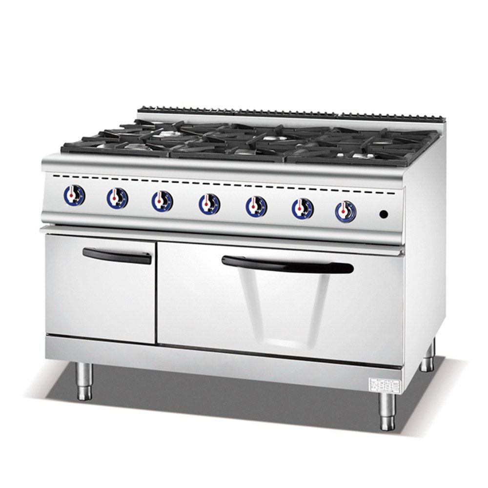 Six-burner commercial gas range with oven